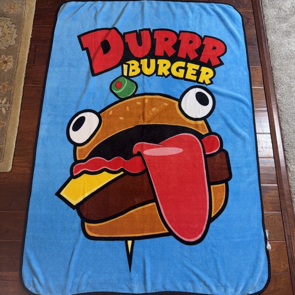 Jay Franco Fortnite Blue Durrr Burger Throw Blanket 43x60"